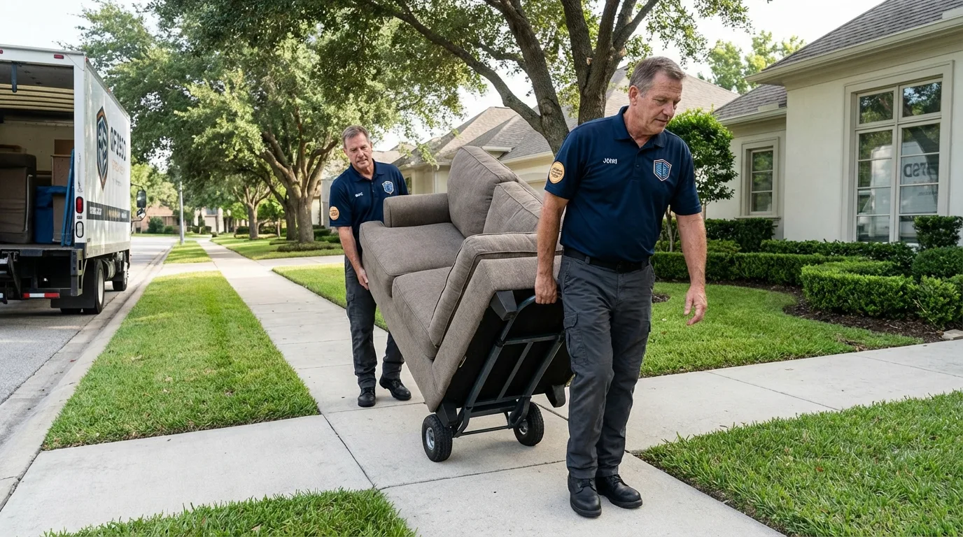 Local residential moving crew loading furniture in West Simsbury, CT